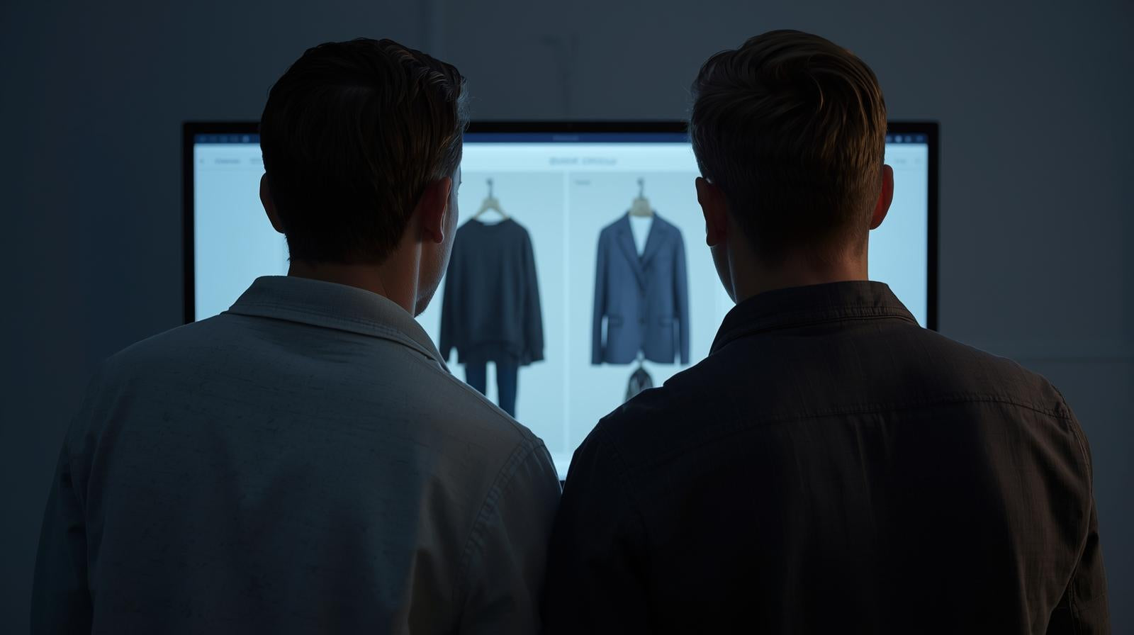 image of 2 guys choosing products online